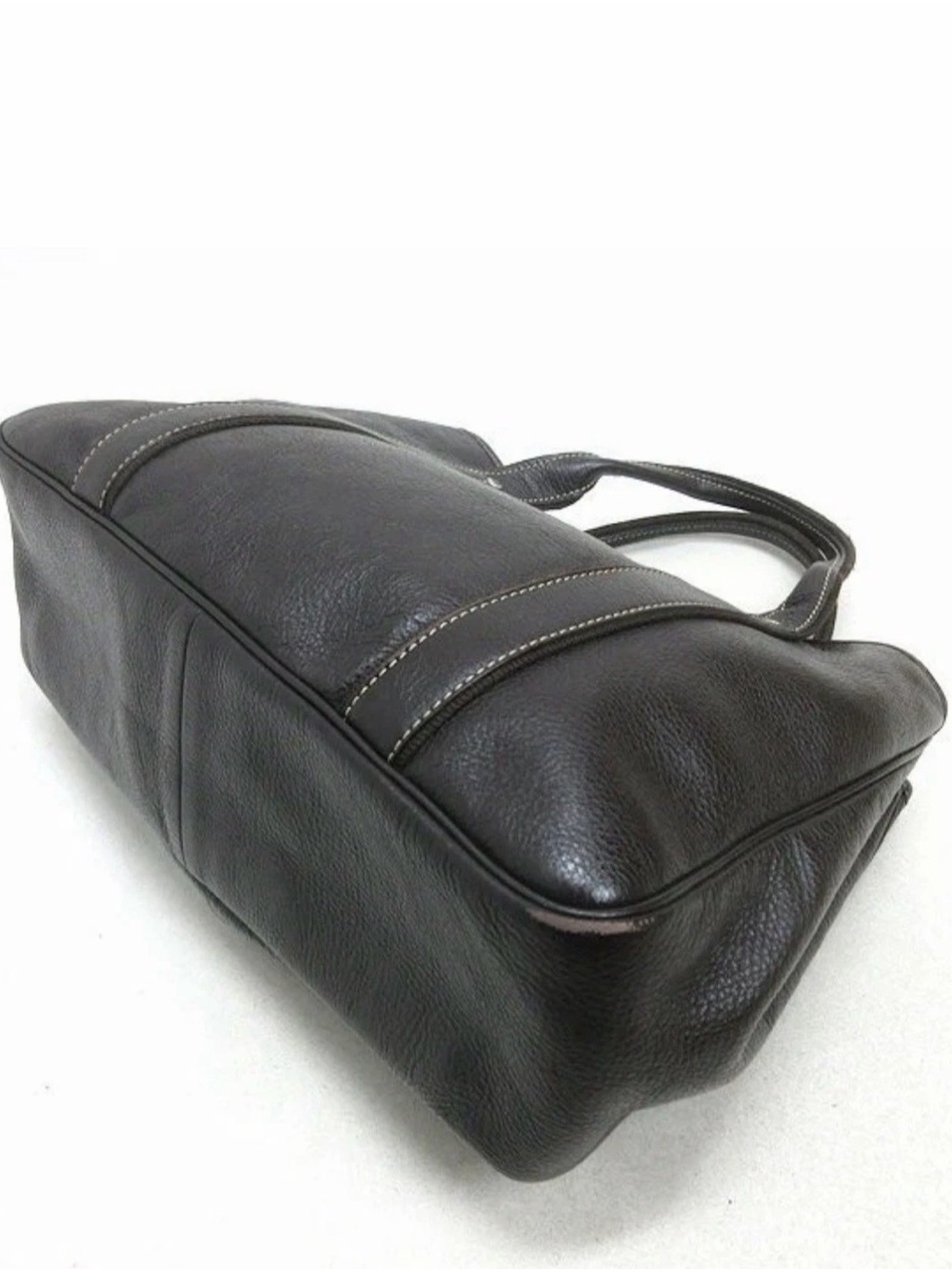 Authentic Longchamp Brown genuine Leather Tote, logo - Picture 12 of 14